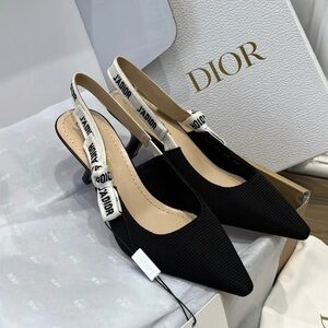 Dior Black Pointed Slingback Heels